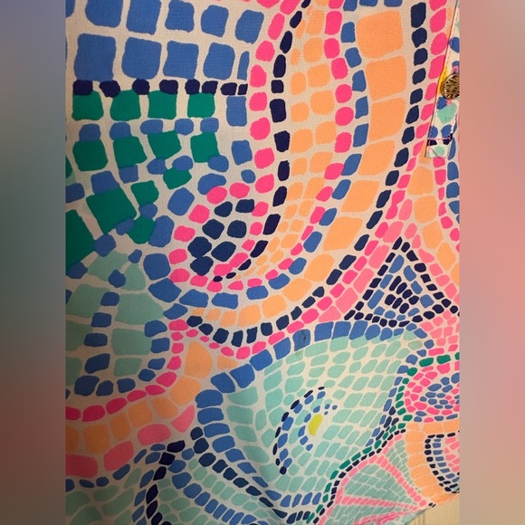 Lilly Pulitzer Elsa Silk Blouse – Size S –  Vibrant Tile Wave Print - Picture 7 of 11
